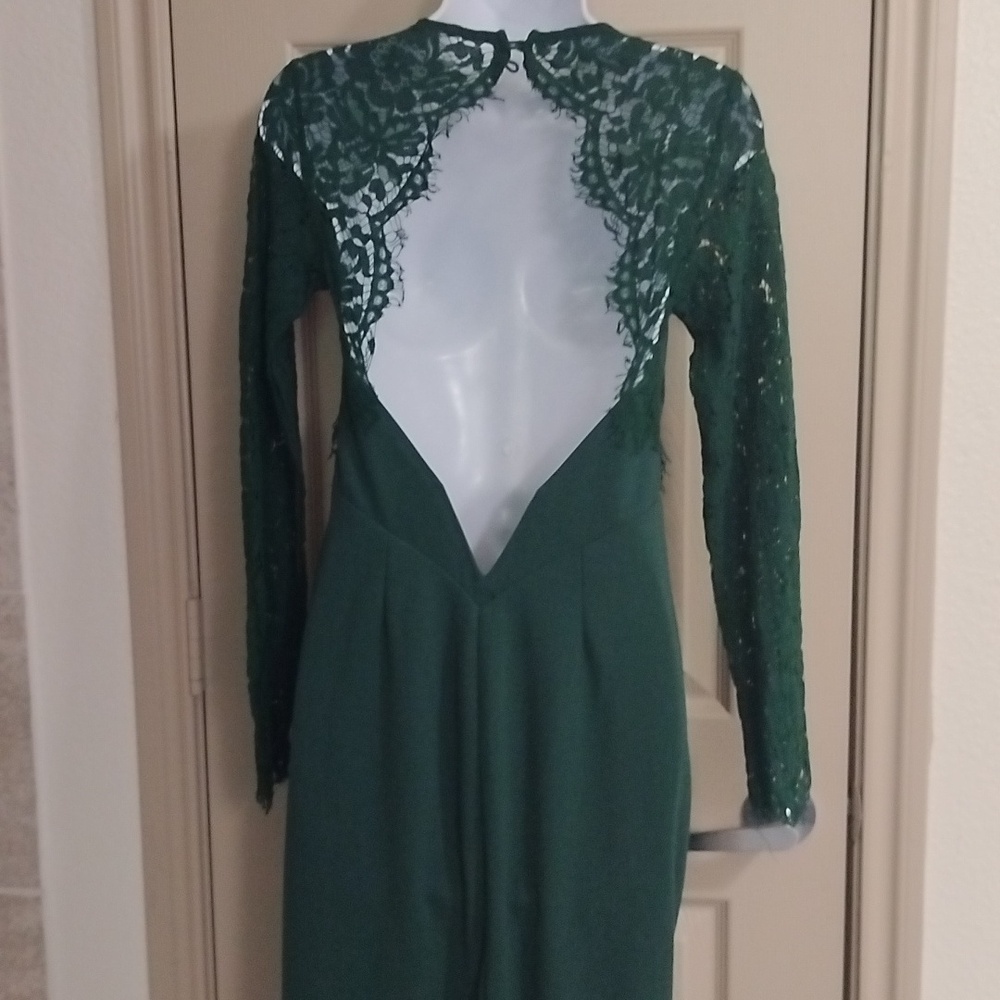 Lulus Whenever You Call Forest Green Lace Maxi Dress Sz M - Picture 7 of 8
